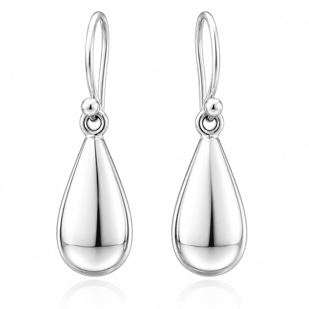 Tropfen Ohrringe 925 Sterling Silber – Ohrhänger Hängeohrringe Damen, 15 × 9 mm, glänzend, klassisch elegant