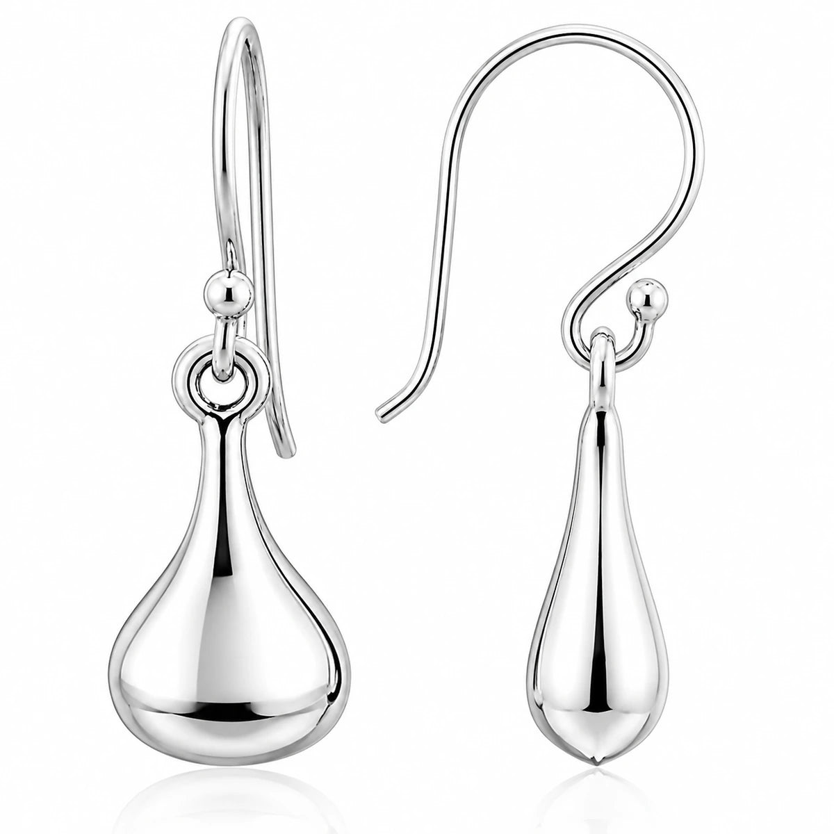 Tropfen Ohrringe 925 Sterling Silber – Ohrhänger Hängeohrringe Damen, 15 × 9 mm, elegant poliert, klassisches Design