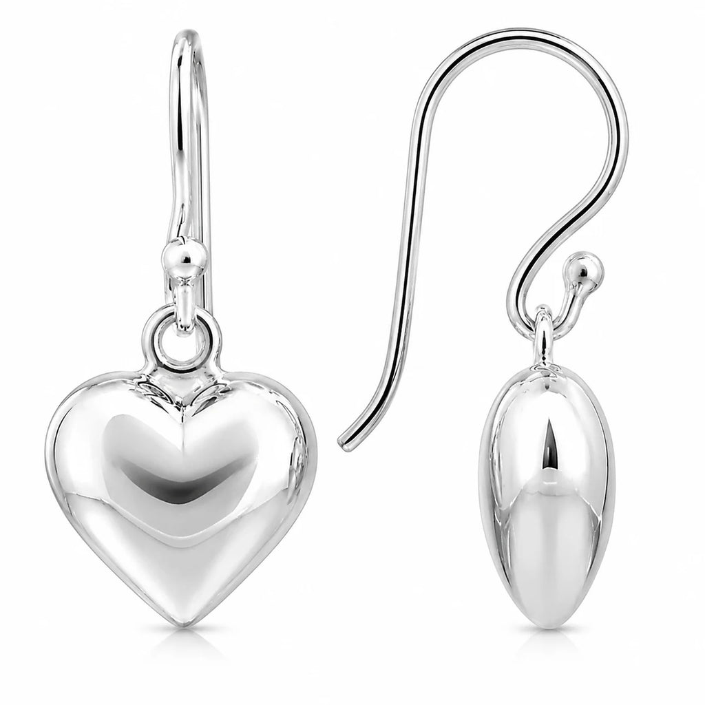 Herz Ohrringe aus 925 Sterling Silber glänzende Ohrhänger für Damen mit Herzanhänger