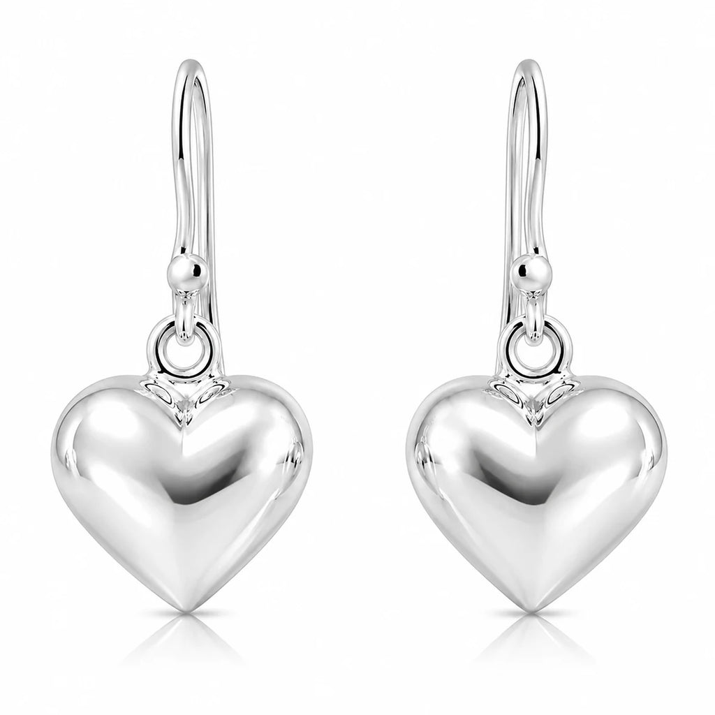 Herz Ohrringe aus 925 Sterling Silber glänzende Ohrhänger für Damen mit Herzanhänger