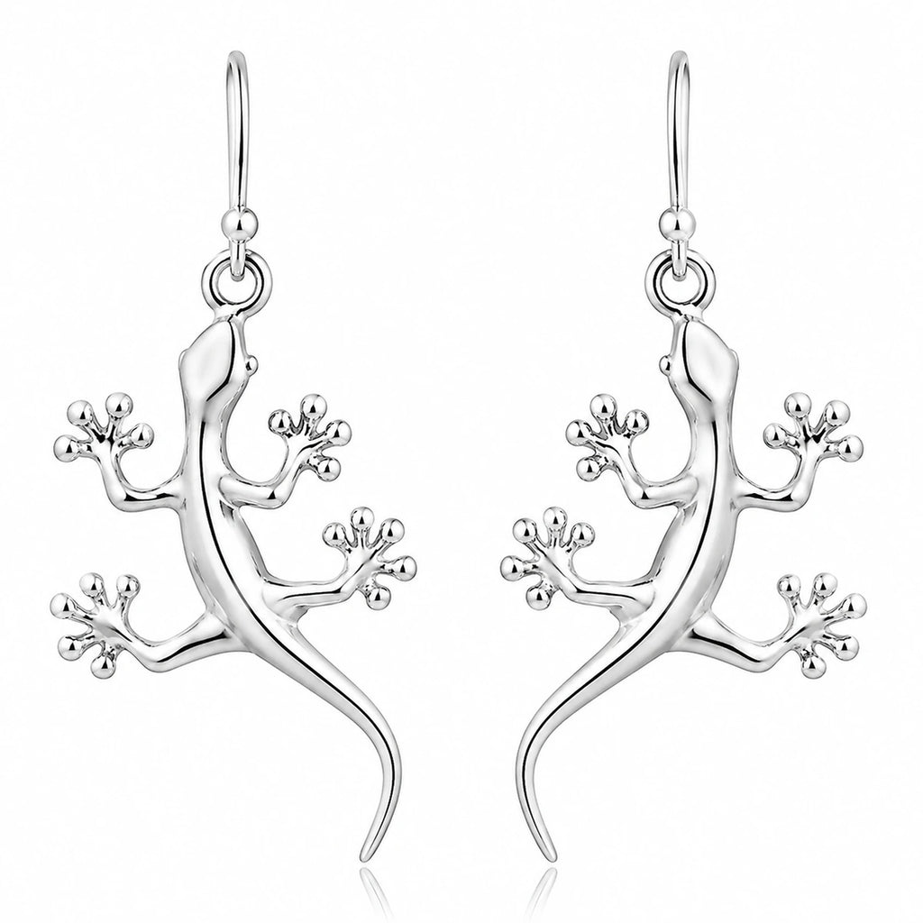 Gecko Ohrringe aus 925 Sterling Silber Eidechsen Ohrhänger für Damen Tiermotiv Schmuck