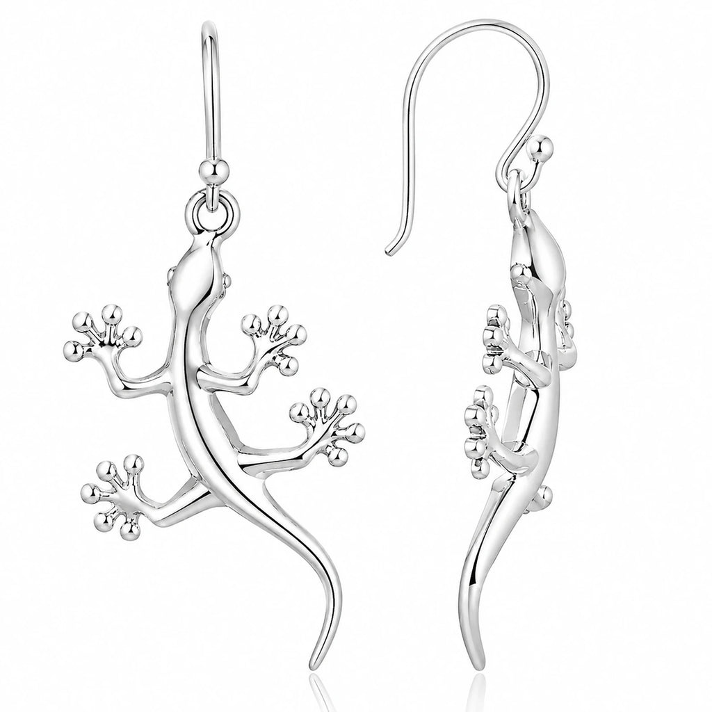 Gecko Ohrringe aus 925 Sterling Silber Eidechsen Ohrhänger für Damen Tiermotiv Schmuck