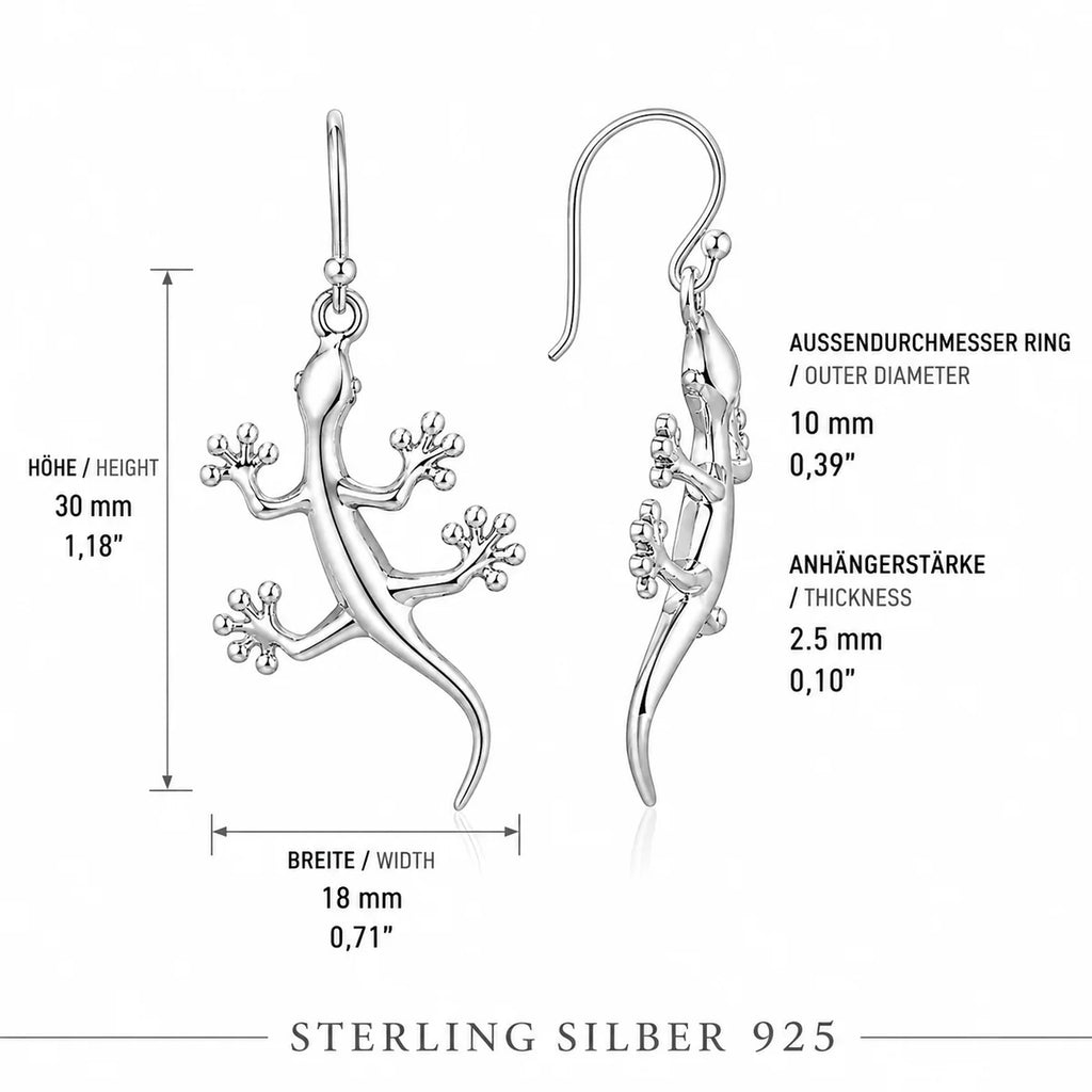 Gecko Ohrringe aus 925 Sterling Silber Eidechsen Ohrhänger für Damen Tiermotiv Schmuck