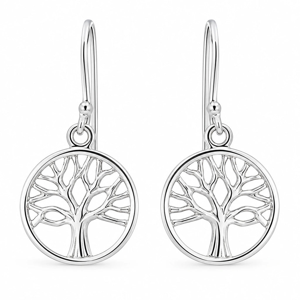 Lebensbaum Ohrringe aus 925 Sterling Silber runde Ohrhänger für Damen Baum des Lebens