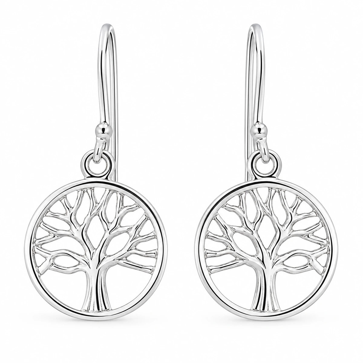 Lebensbaum Ohrringe aus 925 Sterling Silber runde Ohrhänger für Damen Baum des Lebens