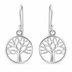 Lebensbaum Ohrringe aus 925 Sterling Silber runde Ohrhänger für Damen Baum des Lebens