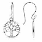 Lebensbaum Ohrringe aus 925 Sterling Silber runde Ohrhänger für Damen Baum des Lebens