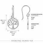 Lebensbaum Ohrringe aus 925 Sterling Silber runde Ohrhänger für Damen Baum des Lebens