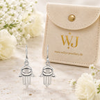 Hamsa Ohrringe aus 925 Sterling Silber Hand der Fatima Ohrhänger für Damen mit Augenmotiv