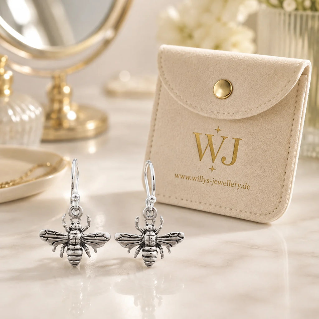Bienen Ohrringe aus 925 Sterling Silber detailreiche Ohrhänger für Damen mit Bienenmotiv