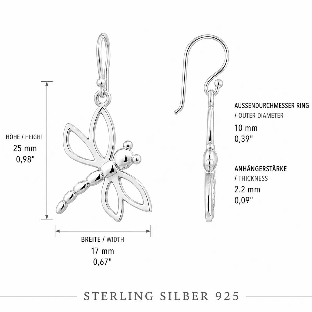Libellen Ohrringe aus 925 Sterling Silber filigrane Ohrhänger für Damen mit Libellenmotiv