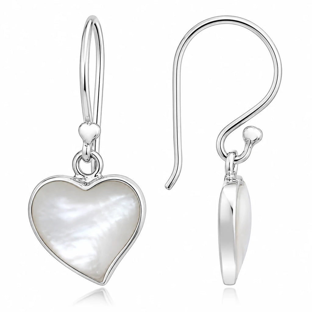 Herz Ohrringe aus 925 Sterling Silber mit Perlmutt Ohrhänger für Damen romantischer Schmuck