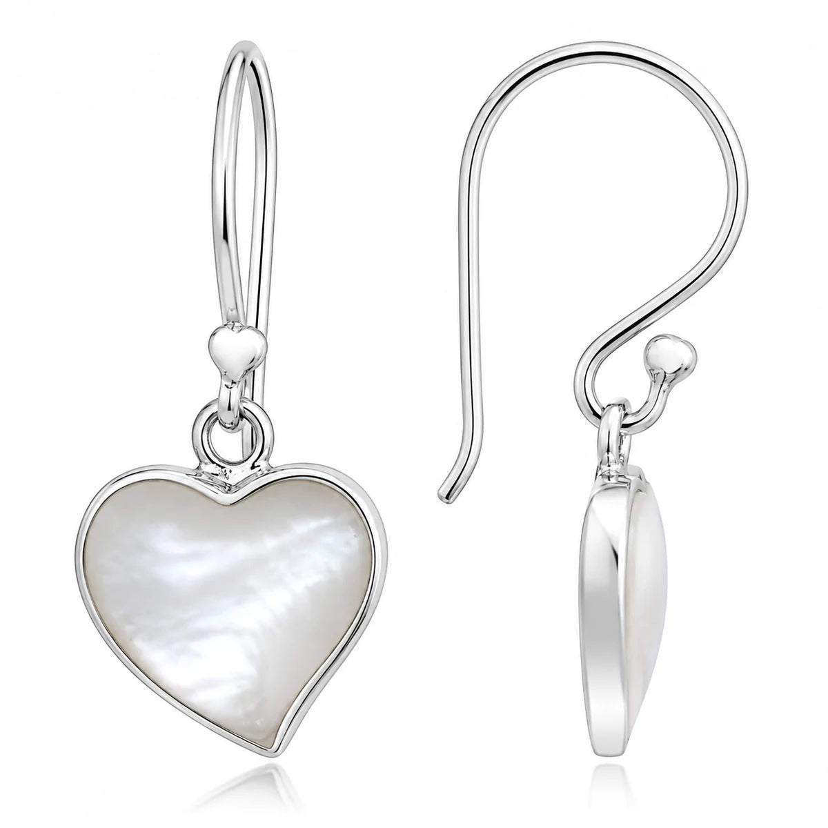 Herz Ohrringe aus 925 Sterling Silber mit Perlmutt Ohrhänger für Damen romantischer Schmuck