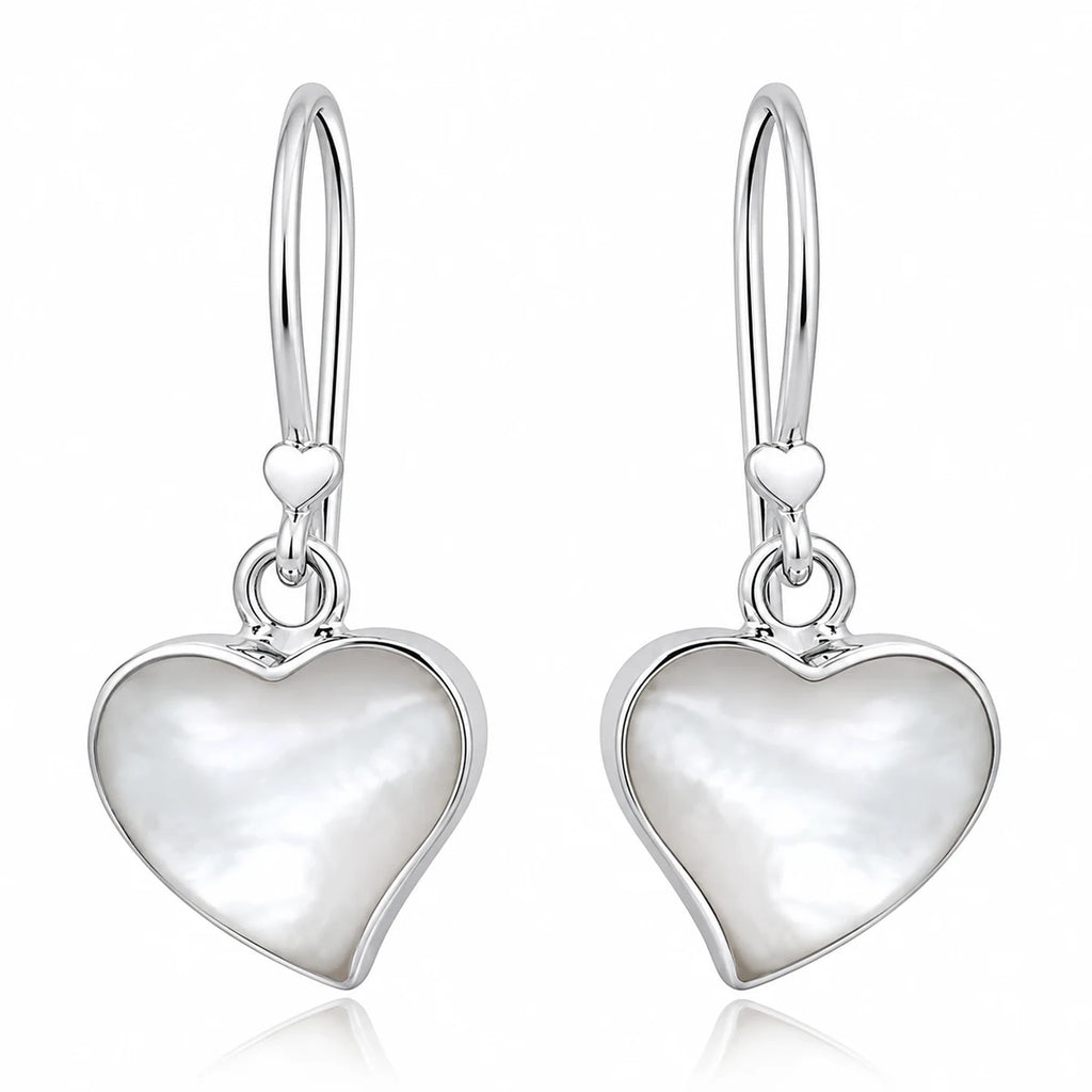 Herz Ohrringe aus 925 Sterling Silber mit Perlmutt Ohrhänger für Damen romantischer Schmuck