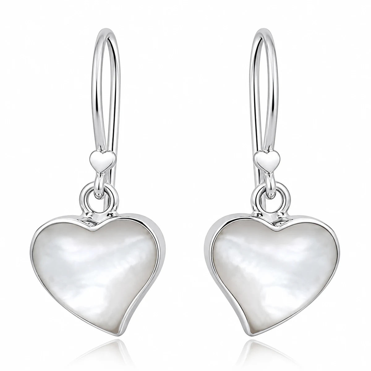 Herz Ohrringe aus 925 Sterling Silber mit Perlmutt Ohrhänger für Damen romantischer Schmuck