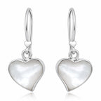Herz Ohrringe aus 925 Sterling Silber mit Perlmutt Ohrhänger für Damen romantischer Schmuck