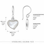 Herz Ohrringe aus 925 Sterling Silber mit Perlmutt Ohrhänger für Damen romantischer Schmuck