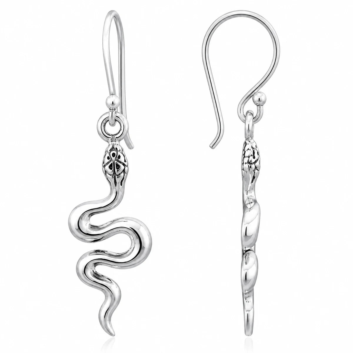 Schlangen Ohrringe aus 925 Sterling Silber lange Ohrhänger für Damen mit Schlangenmotiv