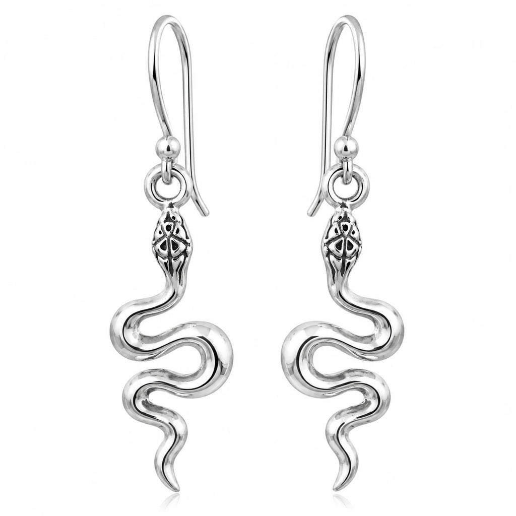 Schlangen Ohrringe aus 925 Sterling Silber lange Ohrhänger für Damen mit Schlangenmotiv