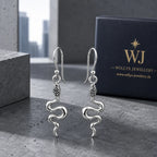 Schlangen Ohrringe aus 925 Sterling Silber lange Ohrhänger für Damen mit Schlangenmotiv