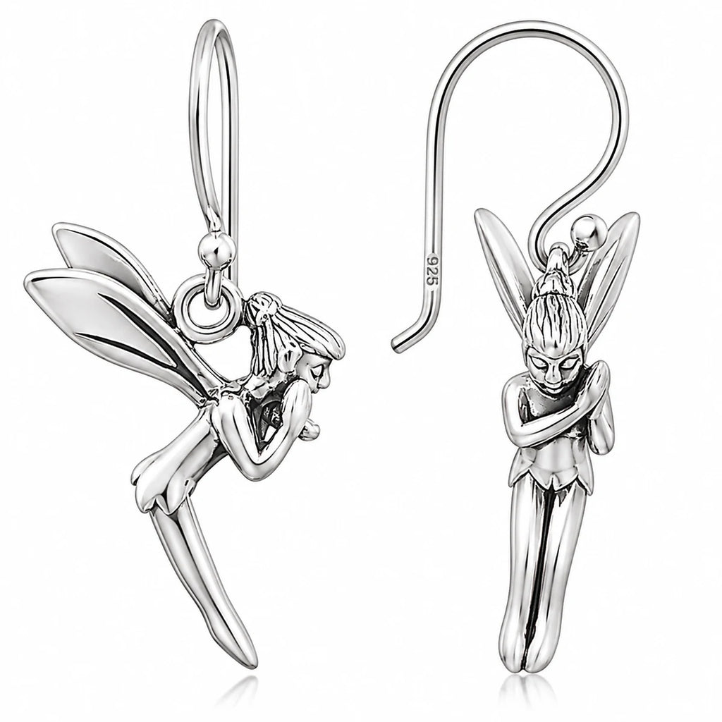 Elfen Ohrringe aus 925 Sterling Silber Feen Ohrhänger für Damen Fantasy Schmuck mit Flügeln