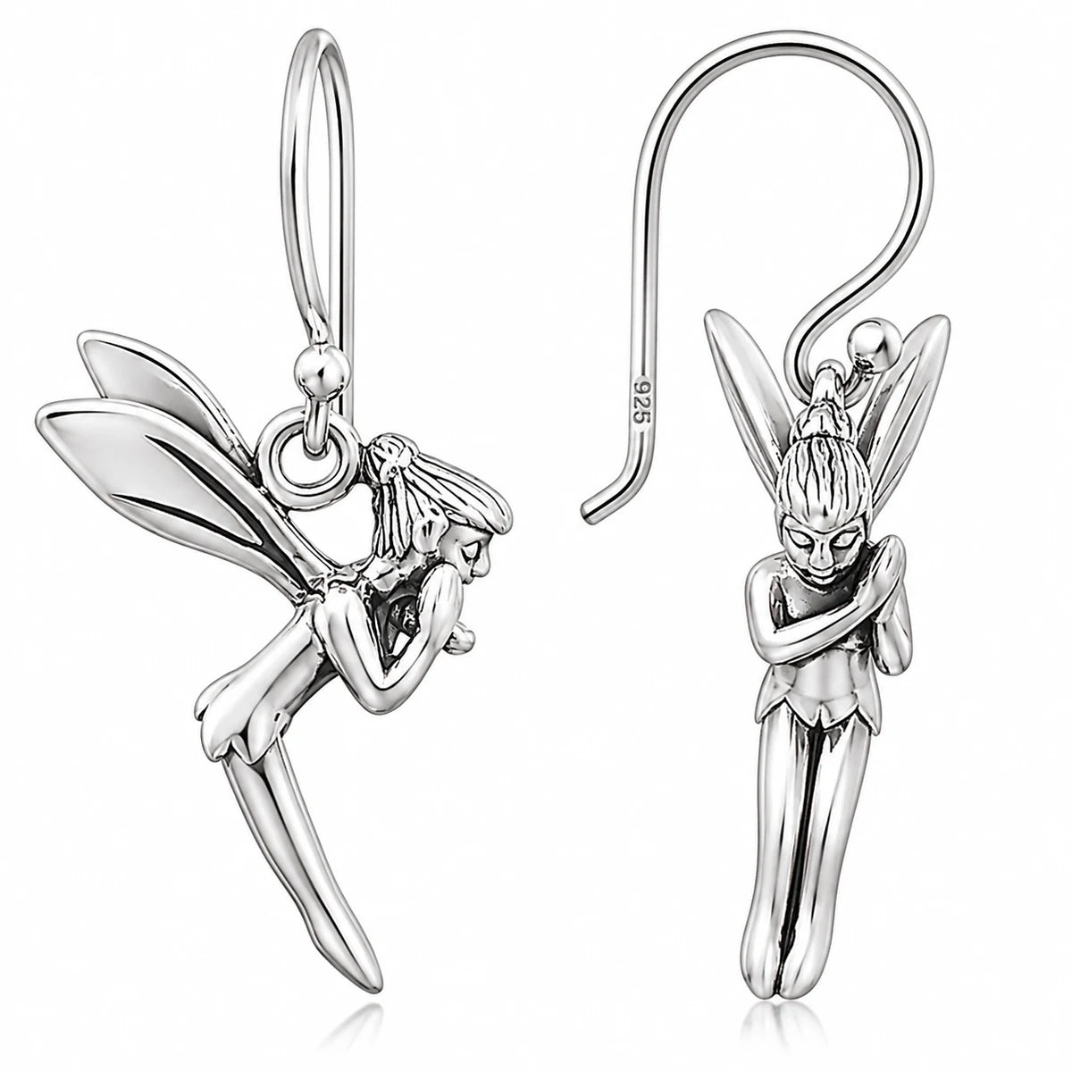 Elfen Ohrringe aus 925 Sterling Silber Feen Ohrhänger für Damen Fantasy Schmuck mit Flügeln