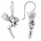 Elfen Ohrringe aus 925 Sterling Silber Feen Ohrhänger für Damen Fantasy Schmuck mit Flügeln