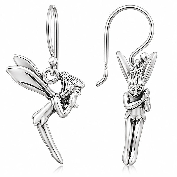 Elfen Ohrringe aus 925 Sterling Silber Feen Ohrhänger für Damen Fantasy Schmuck mit Flügeln