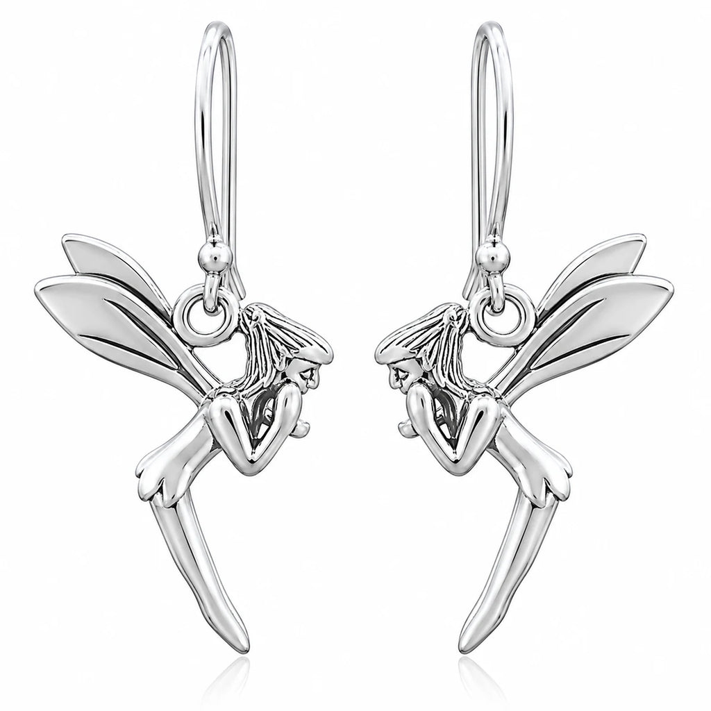 Elfen Ohrringe aus 925 Sterling Silber Feen Ohrhänger für Damen Fantasy Schmuck mit Flügeln