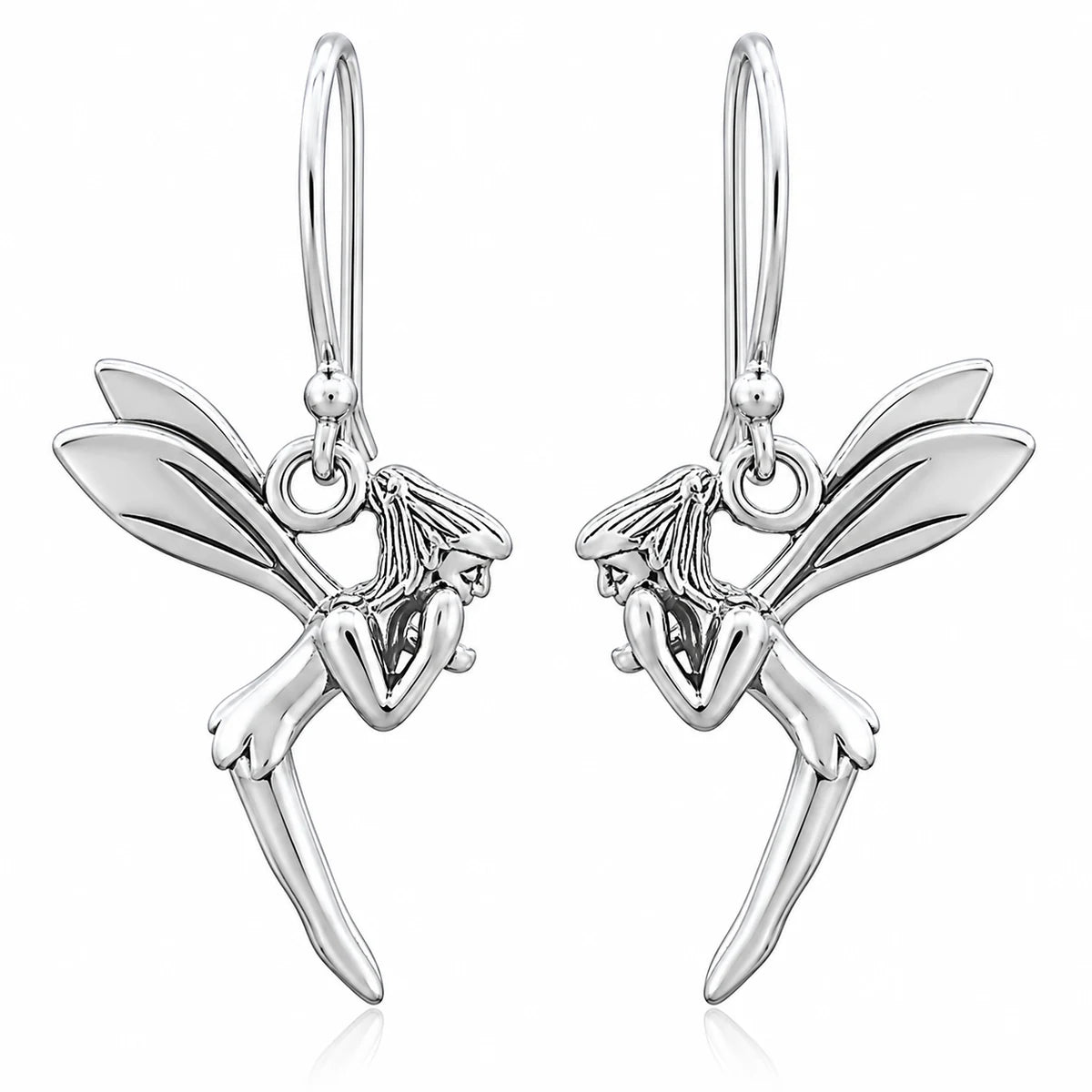 Elfen Ohrringe aus 925 Sterling Silber Feen Ohrhänger für Damen Fantasy Schmuck mit Flügeln