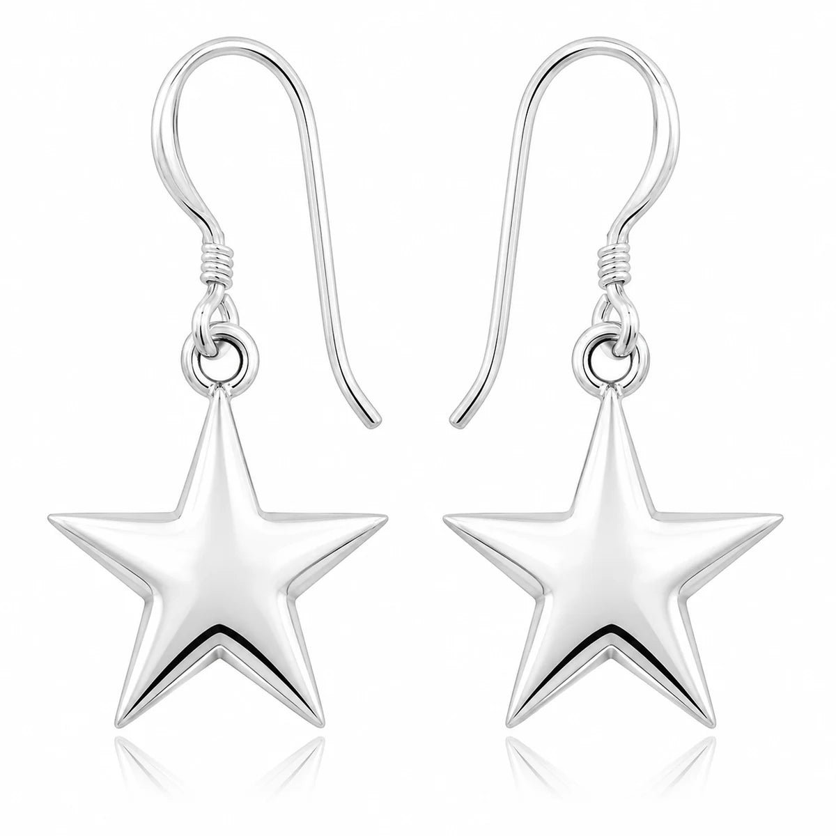 Stern Ohrringe Damen aus 925 Sterling Silber – glänzende Stern Ohrhänger mit Hakenverschluss