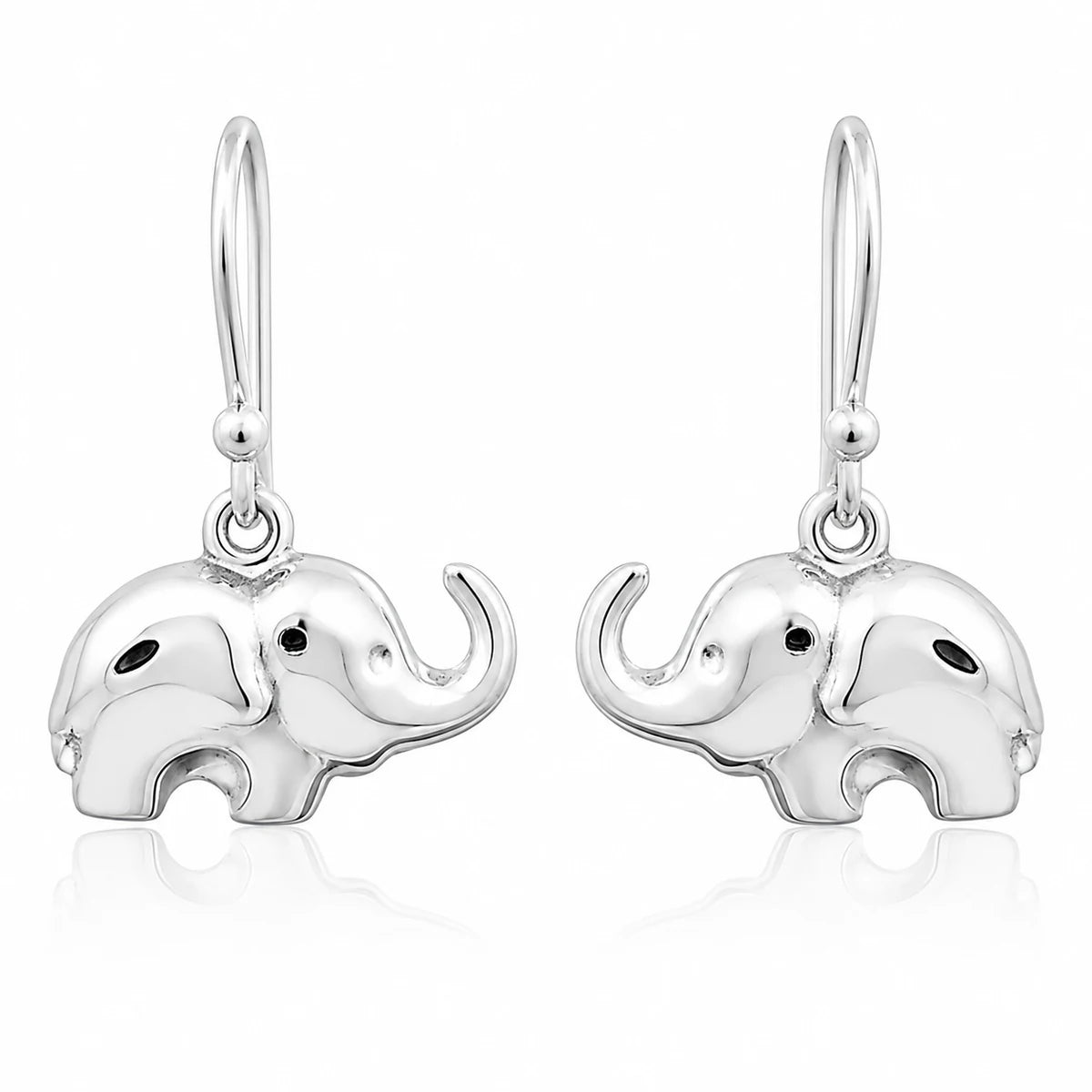 Elefant Ohrringe Damen aus 925 Sterling Silber – glänzende Elefanten Ohrhänger