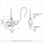 Elefant Ohrringe Damen aus 925 Sterling Silber – glänzende Elefanten Ohrhänger