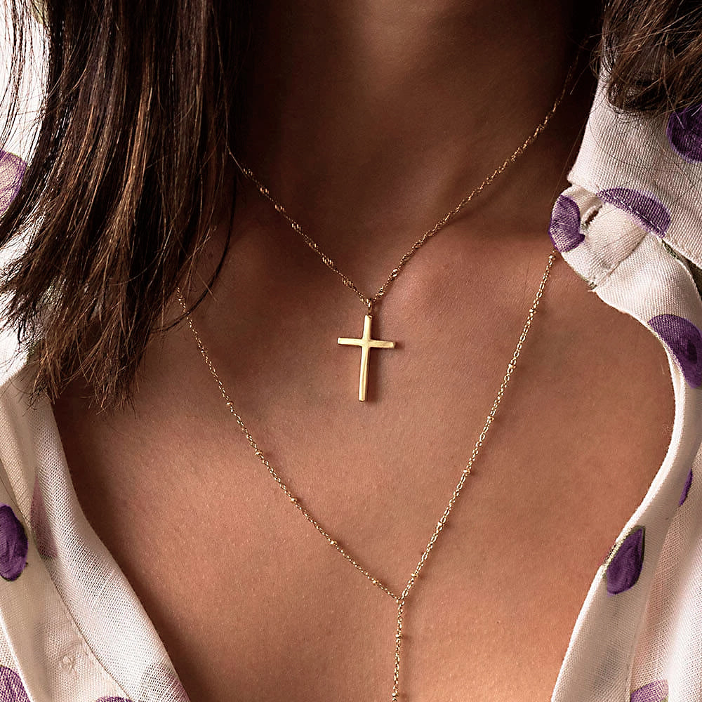 18 Karat vergoldete Faith-Halskette mit kubischem Zirkonia-Stein
