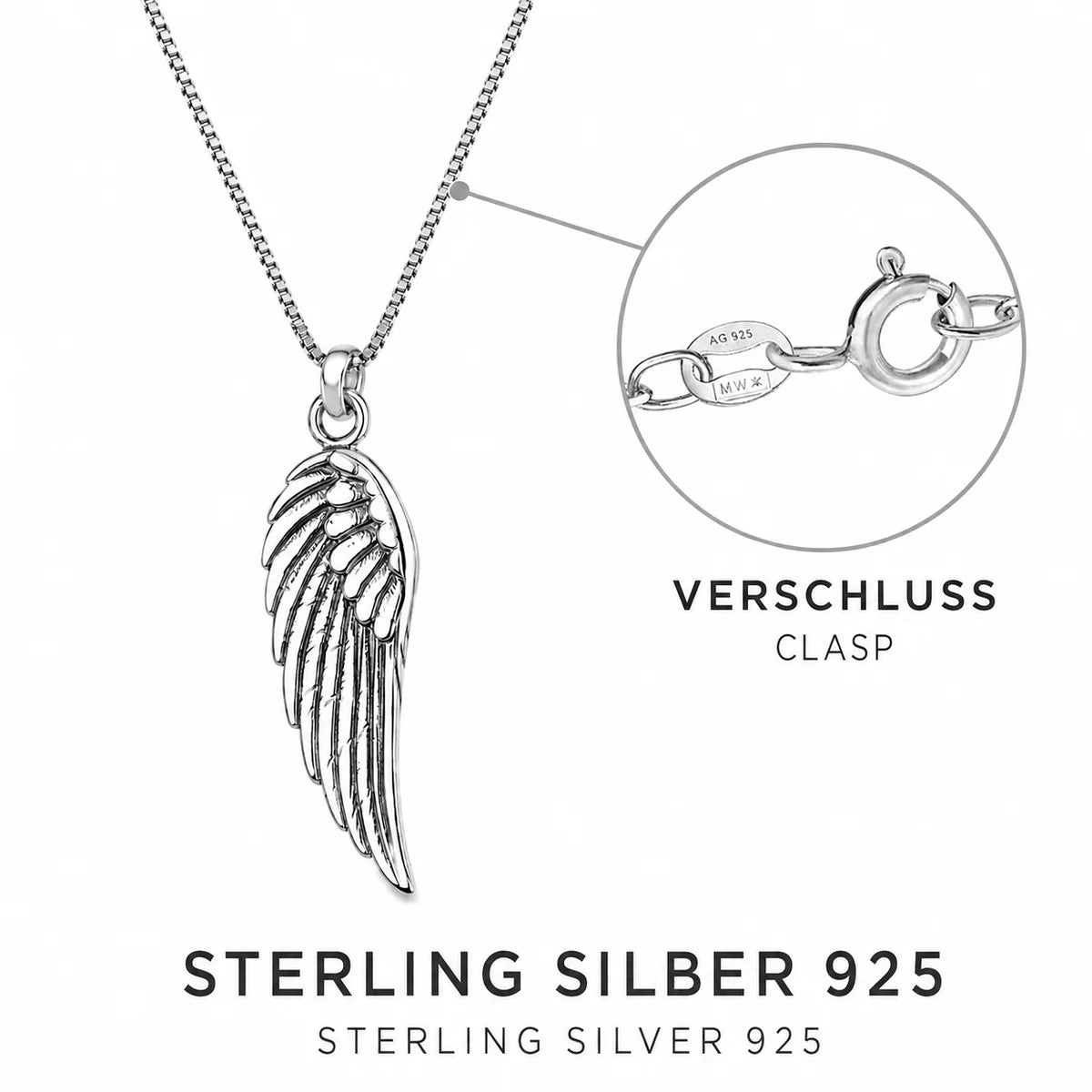 Engelsflügel-Halskette aus Sterlingsilber für alltägliche Eleganz