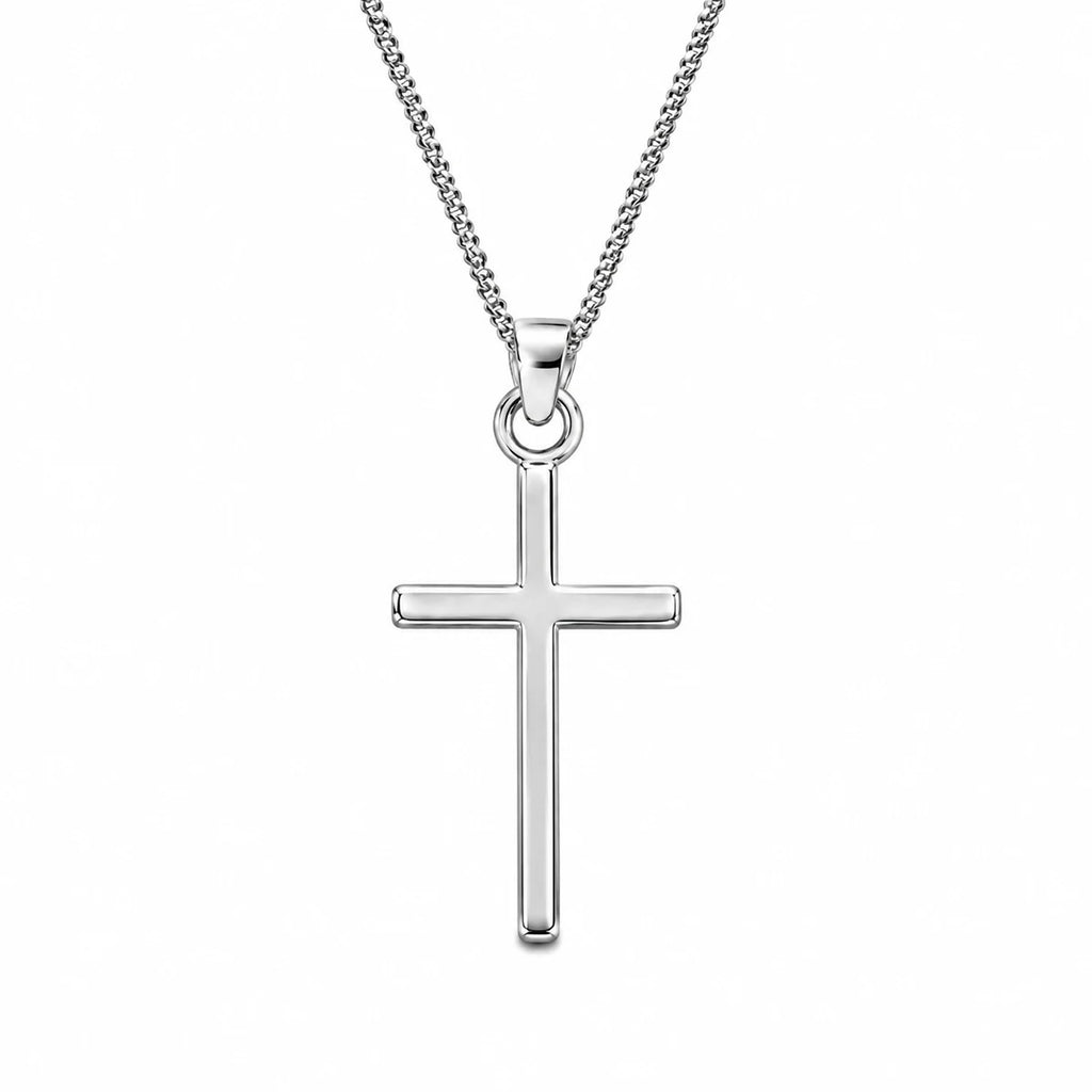 Basic-Halskette aus 925er Silber mit poliertem Kreuz