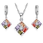 Schmuck-Geschenkset aus Sterlingsilber mit Kristallmosaik-Halskette und Ohrringen