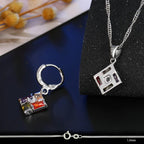 Schmuck-Geschenkset aus Sterlingsilber mit Kristallmosaik-Halskette und Ohrringen
