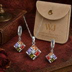 Schmuck-Geschenkset aus Sterlingsilber mit Kristallmosaik-Halskette und Ohrringen