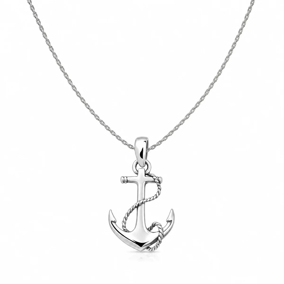 Anker Halskette Damen 925 Sterling Silber – Maritimer Anhänger mit Kette 45–55 cm