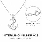 Anker Halskette Damen 925 Sterling Silber – Maritimer Anhänger mit Kette 45–55 cm