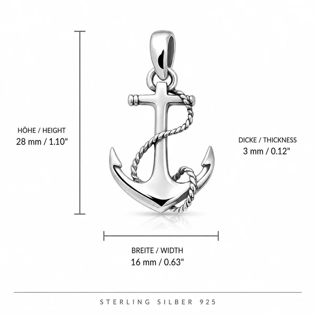 Anker Halskette Damen 925 Sterling Silber – Maritimer Anhänger mit Kette 45–55 cm