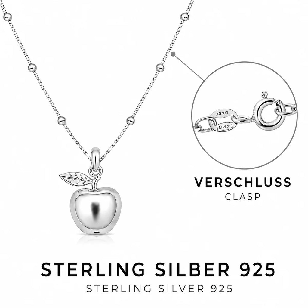 Apfel Halskette Damen aus 925 Sterling Silber – Apfel Anhänger mit Silberkette