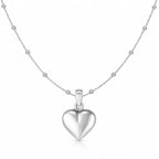 Herz Halskette Damen aus 925 Sterling Silber – glänzender Herzanhänger mit Kugelkette