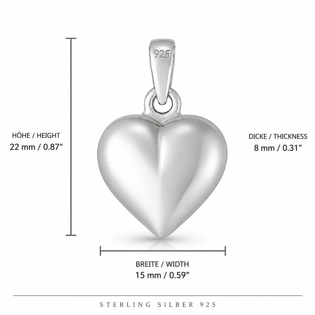 Herz Halskette Damen aus 925 Sterling Silber – glänzender Herzanhänger mit Kugelkette