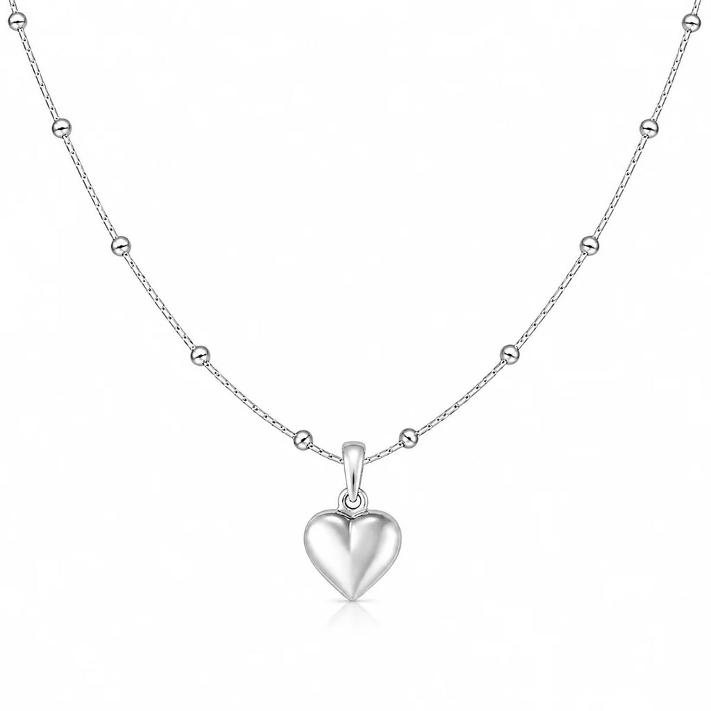 Herz Halskette Damen aus 925 Sterling Silber – Herzanhänger mit Kugelkette