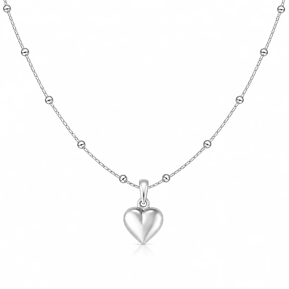 Herz Halskette Damen aus 925 Sterling Silber – Herzanhänger mit Kugelkette