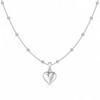 Herz Halskette Damen aus 925 Sterling Silber – Herzanhänger mit Kugelkette