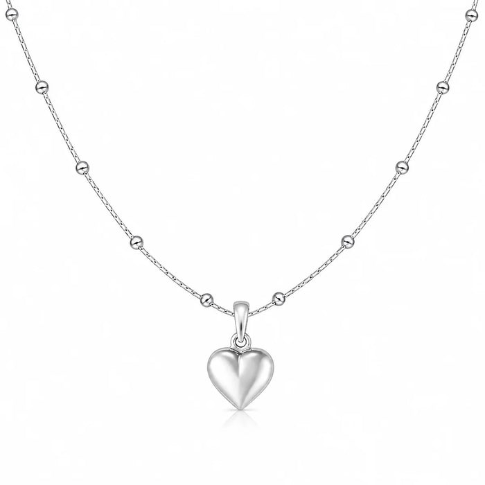 Herz Halskette Damen aus 925 Sterling Silber – Herzanhänger mit Kugelkette