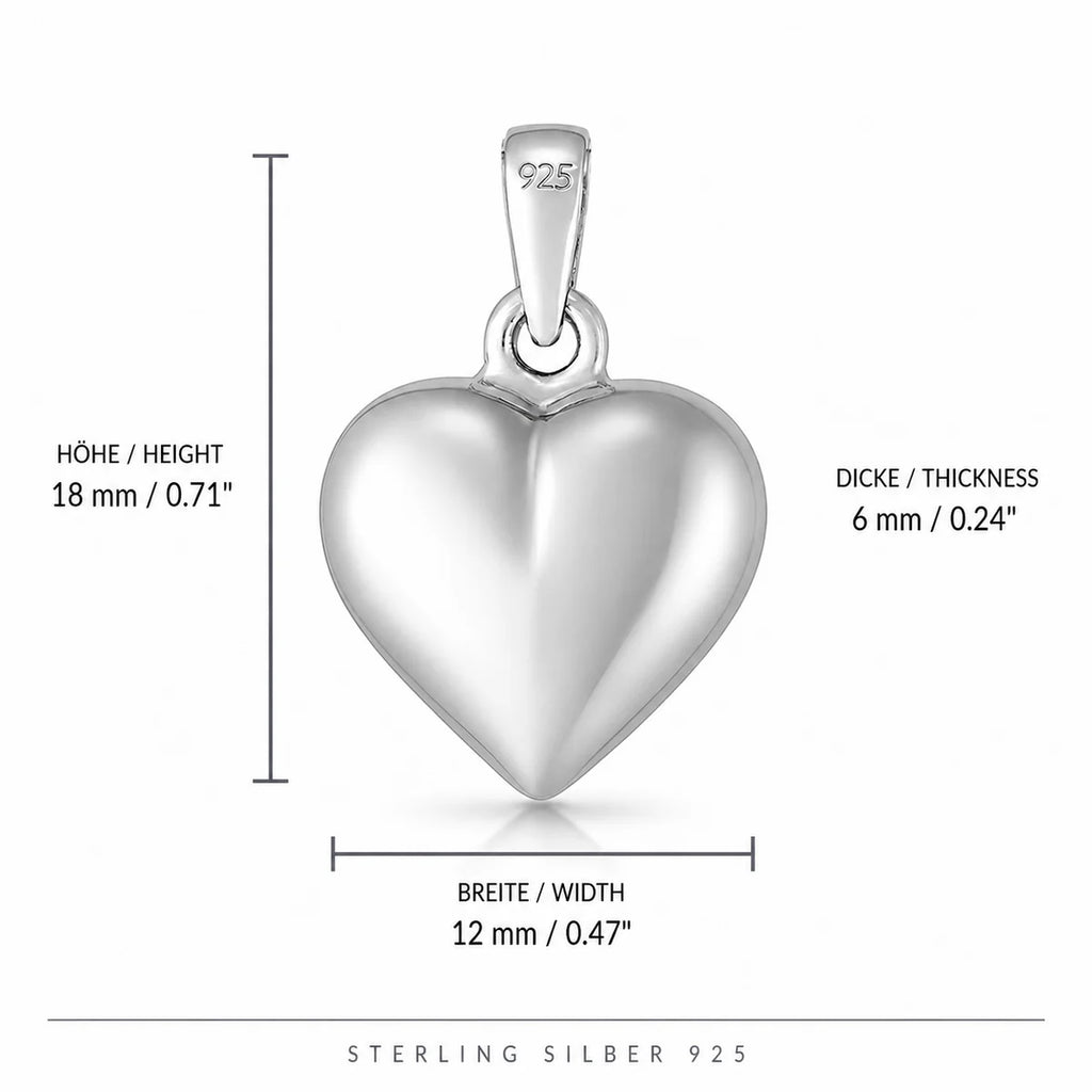 Herz Halskette Damen aus 925 Sterling Silber – Herzanhänger mit Kugelkette